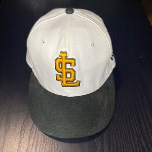 Salt Lake Bees White and Black Baseball Cap with Yellow Embroidered Logo